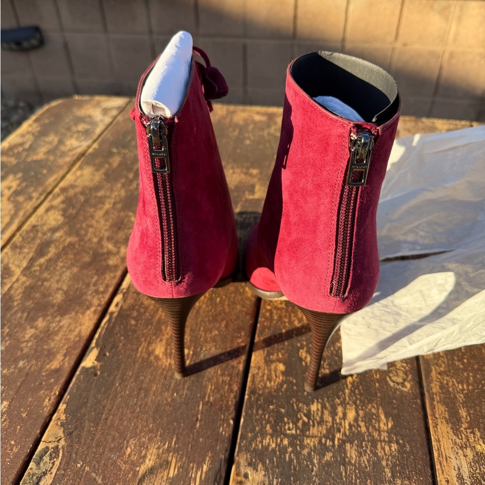 Coach Burgundy Lace-Up Heeled Booties - Picture 5 of 7